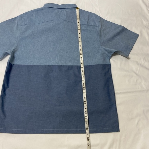 MEN’S BLUE COLOR BLOCK, SHORT SLEEVE CASUAL SHIRT.SIZE-LARGE. - Picture 4 of 12